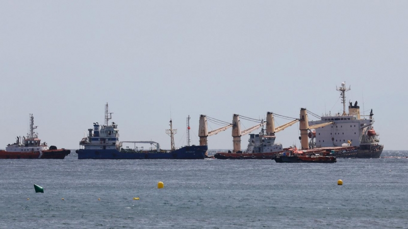 3/9/22 El buque OS35, varado en el este de Gibraltar, a 3 de septiembre de 2022.