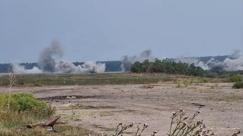 Bombardeos ucranianos en la ciudad de Andriivka, en la región de Jersón (Ucrania), a 30 de agosto de 2022.