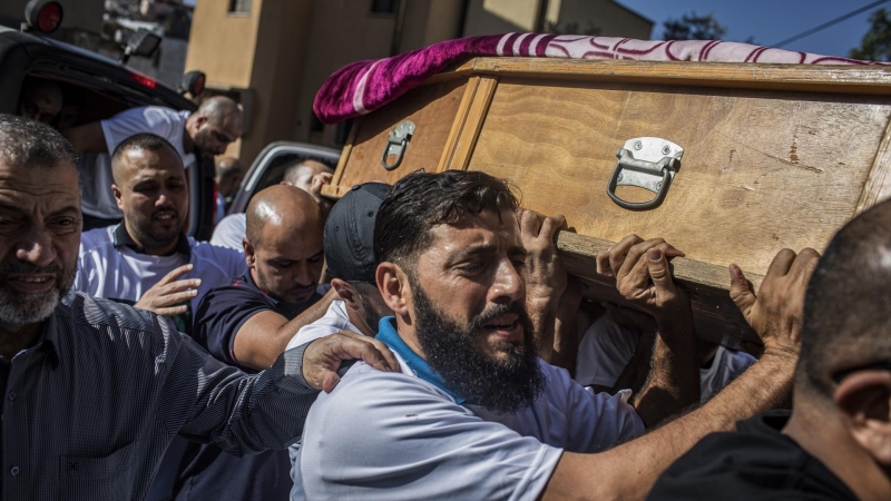 Funeral de la periodista Abu Akleh en Umm al-Fahm (Israel) a 5 de septiembre de 2022.
