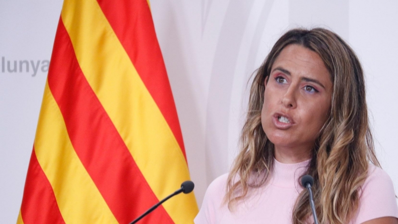 La portaveu del Govern, Patrícia Plaja, oferint una roda de premsa.