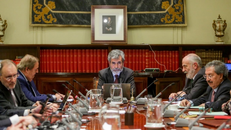 16/1/20 El presidente del Consejo General del Poder Judicial y del Tribunal Supremo (CGPJ), Carlos Lesmes, preside el pleno del CGPJ, a 16 de enero de 2020.