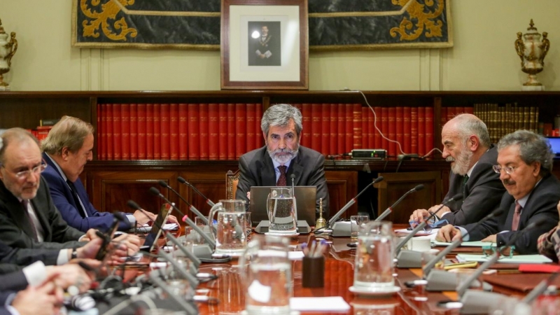 16/1/20 El presidente del Consejo General del Poder Judicial y del Tribunal Supremo (CGPJ), Carlos Lesmes, preside el pleno del CGPJ, a 16 de enero de 2020.