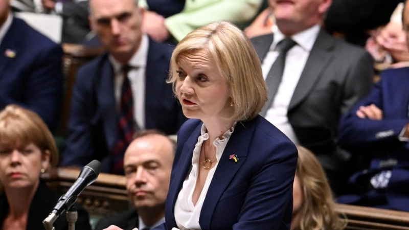 La primera ministra británica, Liz Truss, en una intervención en la Cámara de los Comunes de Londres.