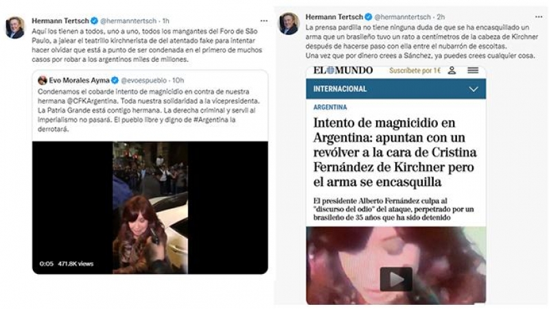 Herman Terch llegó a calificar el atentado contra Fernández de Kirchner 'teatrillo kirchnerista' y 'atentado fake'