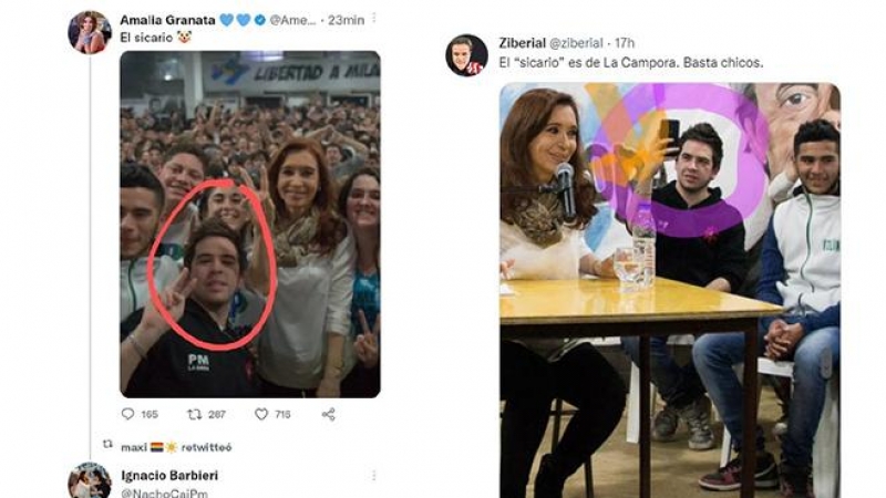 Publicaciones con imágenes de un joven de 16 años junto a Cristina Kirchner que afirman que es Fernando, el agresor de 35 años. Era un bulo