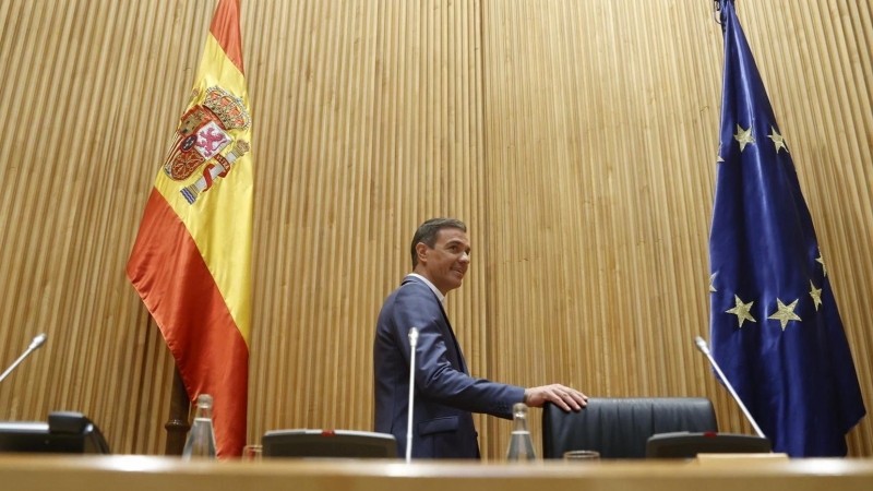 El presidente del Gobierno Pedro Sánchez preside reunión interparlamentaria socialista celebrada este lunes en el Congreso.