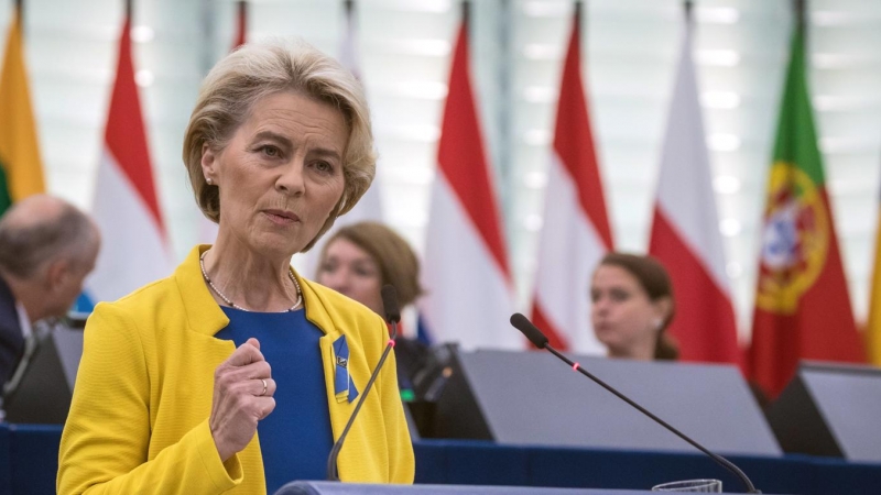 La presidenta de la Comisión Europea, Ursula von der Leyen, durante una sesión en la Eurocámara, a 14 de septiembre de 2022.
