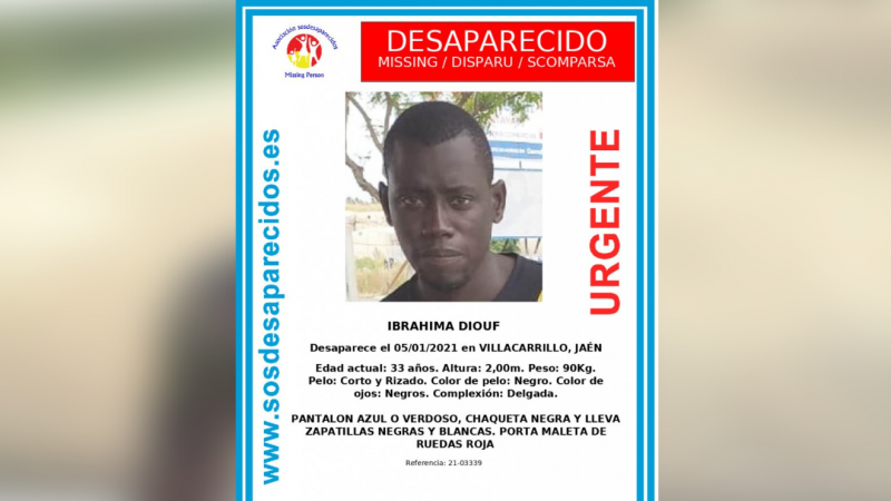 Ibrahima Diouf, desaparecido el 5 de enero de 2021.