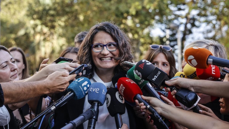 Mónica Oltra ofrece declaraciones a los medios a su llegada a la Ciudad de la Justicia de Valencia, a 19 de septiembre de 2022, en València.