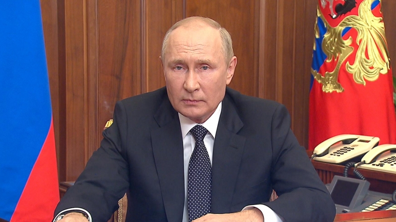 El presidente ruso, Vladimir Putin, durante su mensaje a la población, en Moscú, a 21 de septiembre de 2022.