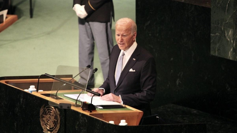 El presidente de EEUU, Joe Biden, durante su alocución la 77.ª Asamblea General de la ONU, a 21 de septiembre de 2021.