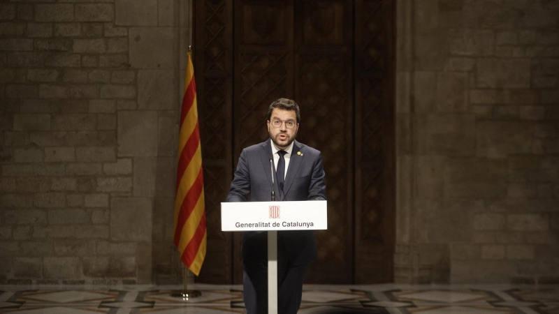 El president del Govern, Pere Aragonès, compareix per informar que ha cessat el vicepresident, Jordi Puigneró.