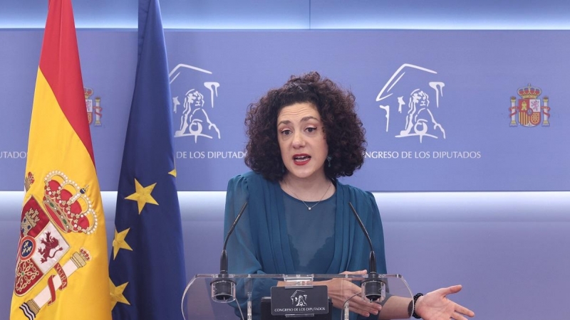 La diputada de Unidas Podemos y portavoz de En Comú Podem en el Congreso, Aina Vidal, ofrece una rueda de prensa, a 27 de septiembre de 2022.