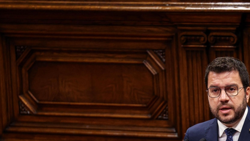 El president de la Generalitat, Pere Aragonès, al debat de política general al Parlament.