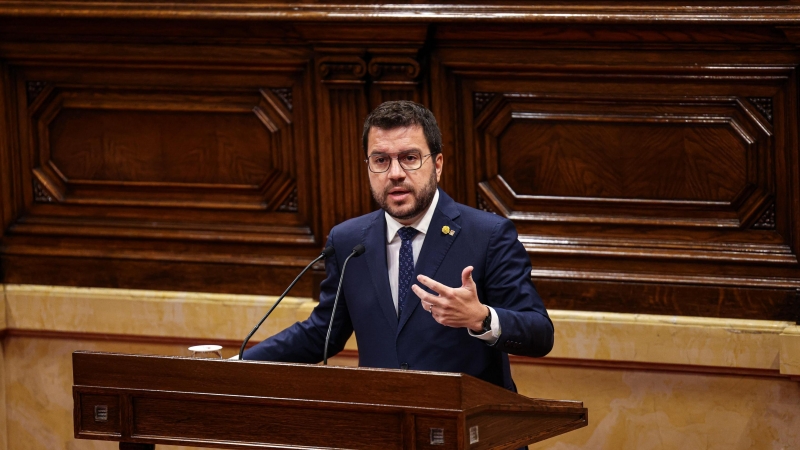 El president de la Generalitat, Pere Aragonès, al debat de política general al Parlament.
