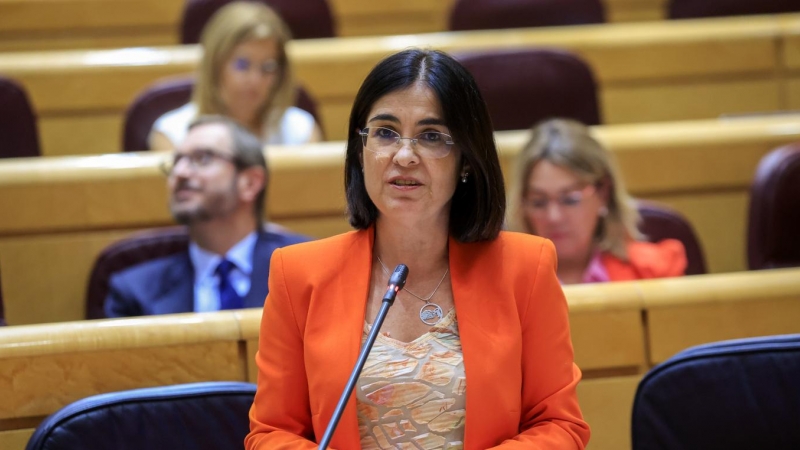 La ministra de Sanidad Carolina Darias, durante la sesión de control al gobierno, este martes en el Senado en Madrid.
