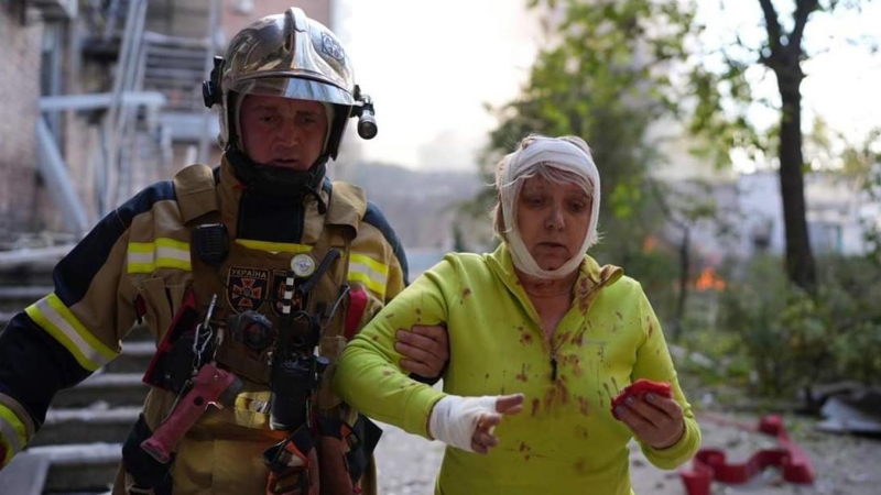 Mujer herida en Kiev