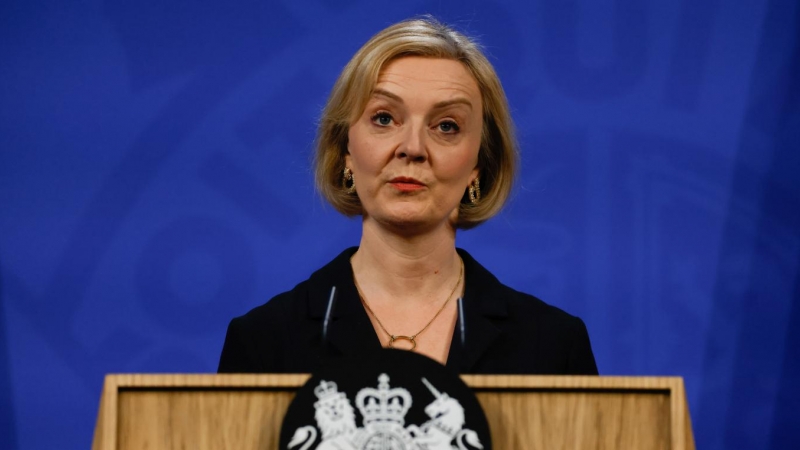 Liz Truss, primera ministra británica, en una conferencia sobre economía en Downing Street, en Londres.