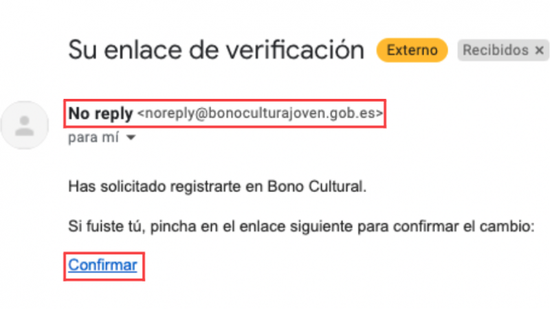 Su enlace de verificación.