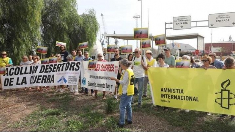 Protesta contra barco saudí