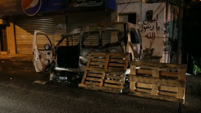 Una furgoneta en Nablus, Cirjordania, durante la noche más violenta del año