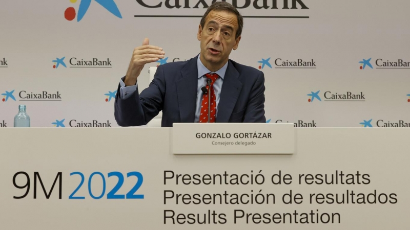 El consejero delegado de Caixabank, Gonzalo Gortázar,  durante la presentación de los resultados trimestrales de la entidad, en Valencia.EFE/ Kai Forsterling