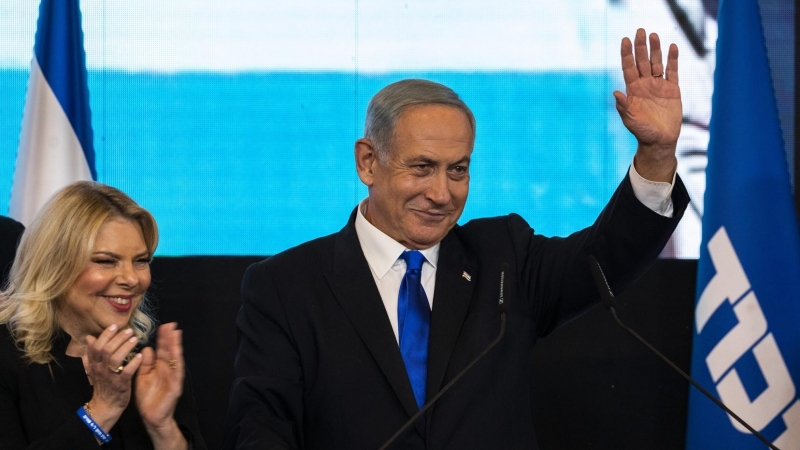 El ganador de las elecciones en Israel, Benjamin Netanyahu, en un discurso en Jerusalén, a 2 de noviembre de 2022.