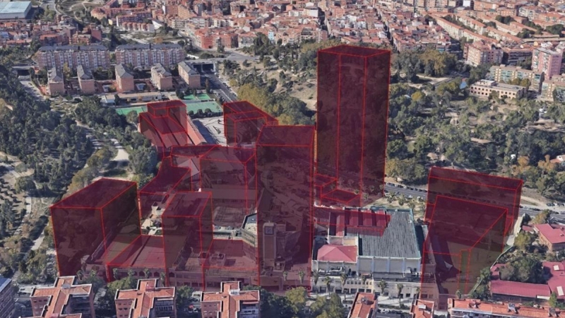 Simulación de las torres que el Ayuntamiento de Madrid pretende levantar en el terreno del centro comercial de la Ermita del Santo.