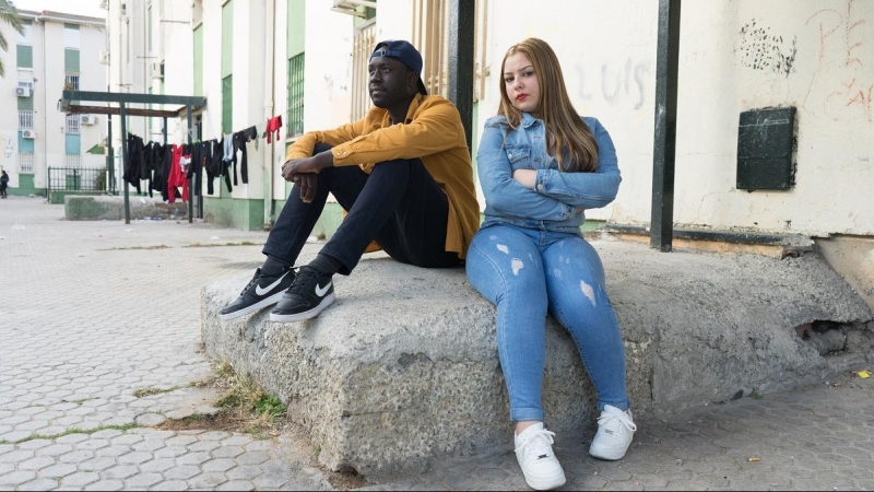 La Cebolla y Negro Jari, en la plazoleta de Los Verdes, en el barrio sevillano de las Tres Mil Viviendas