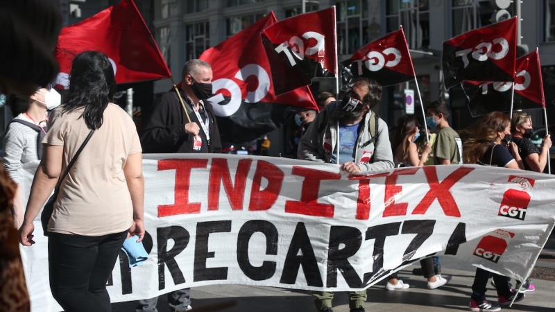 Imagen de archivo de una concentración frente al Zara de la calle Gran Vía, a 6 de mayo de 2021, en Madrid.