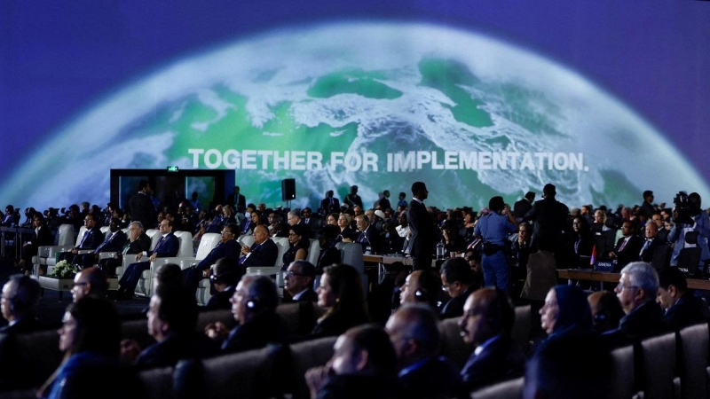 Vista general de uno de los primeros plenarios de la Cumbre del Clima de Sharm el Sheikh (COP27).