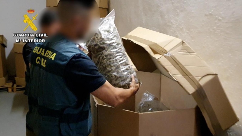 Fotografía de la incautación de 32 toneladas de marihuana, en València.