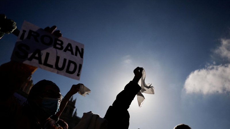 Manifestación multitudinaria en Madrid por la sanidad pública.