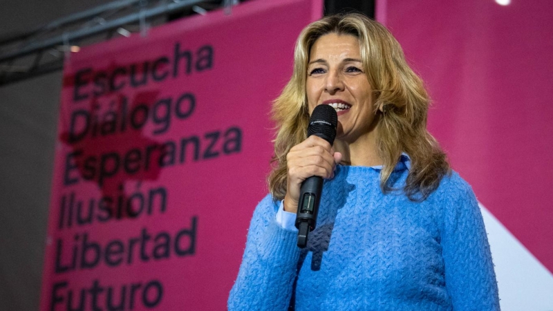 La vicepresidenta segunda del Gobierno y ministra de Trabajo y Economía Social, Yolanda Díaz, durante un acto de su plataforma Sumar en Logroño.