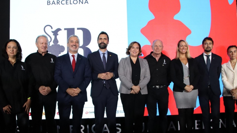 16/11/2022 - Les autoritats que han participat en la presentació oficial de l'edició de la Copa Amèrica de Vela, que es farà a Barcelona el 2024.