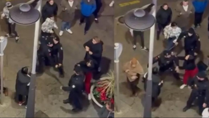 Captura de uno de los vídeos de la agresión policial a tres mujeres en Ceuta cuando celebraban la victoria de Marruecos en el Mundial de  Fútbol.