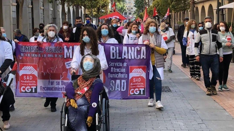 Una manifestación del Servicio de Atención Domiciliaria, en una imagen de archivo tomada en Andalucía