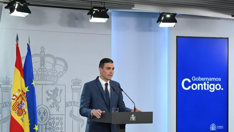 El presidente del Gobierno, Pedro Sánchez, hace una declaración institucional tras la decisión del Constitucional este 20 de diciembre de 2022.