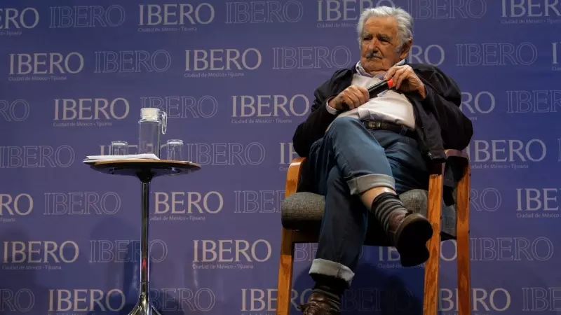 Imagen de archivo del expresidente uruguayo José Mujica, durante una conferencia de prensa en 2019 en la Universidad Iberoamericana, como parte de su visita a México.