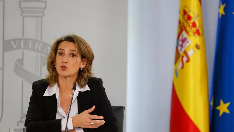 La ministra de Transición Ecológica Teresa Ribera ofrece la rueda de prensa posterior al Consejo de Ministros en el Palacio de la Moncloa en Madrid, este martes.