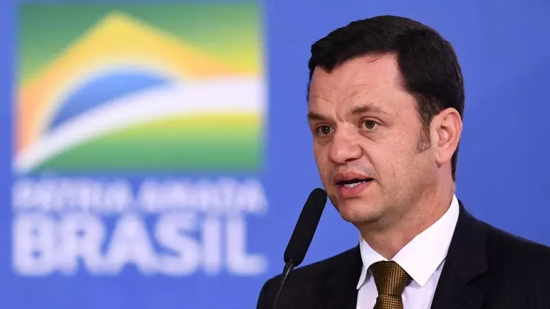 Foto de junio de 2022 del entonces ministro de Justicia brasileño, Anderson Torres, en una comparecencia en el Palacio Planalto, la sede del Gobiernoi, en Brasilia. AFP/EVARISTO SA