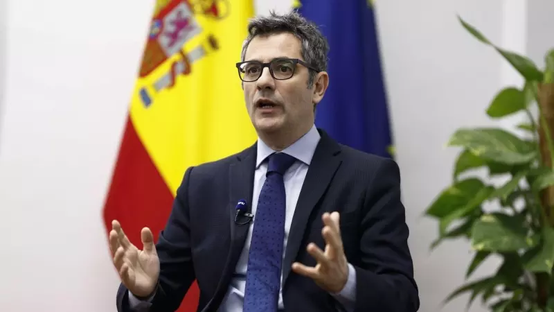 El ministro de Presidencia y Relaciones con las Cortes, Félix Bolaños durante una rueda de prensa celebrada el pasado miércoles en el Palacio de la Moncloa.