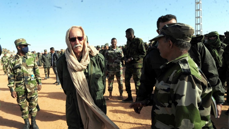 El secretario general del Frente Polisario y presidente de la República Saharaui, Brahim Ghali, a su llegada al Congreso de la formación en el capo de refugiados de Dakhla, en Argelia. EFE/EPA/STR