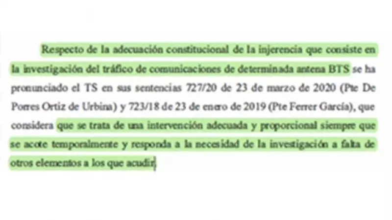 Extracto de la Sentencia 1/2023 donde recoge los requisitos que exige en Tribunal Supremo para que se practique una prueba de investigación del tráfico de las comunicaciones de determinada antena BTS