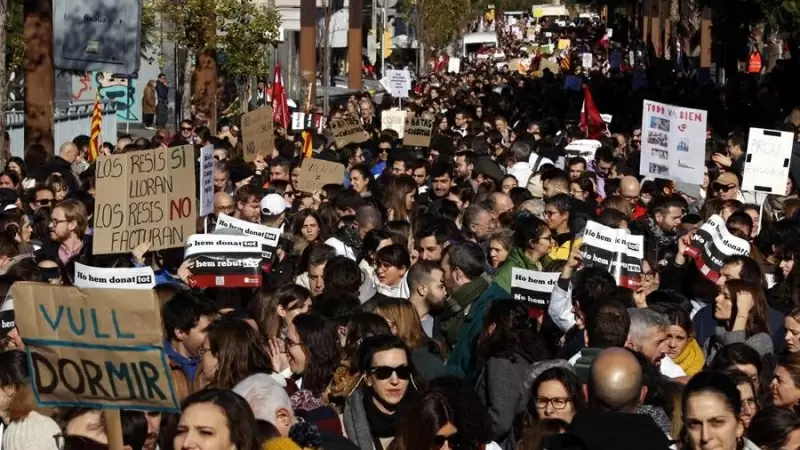 Manifestació dels metges convocats pel sindicat de Metges de Catalunya.