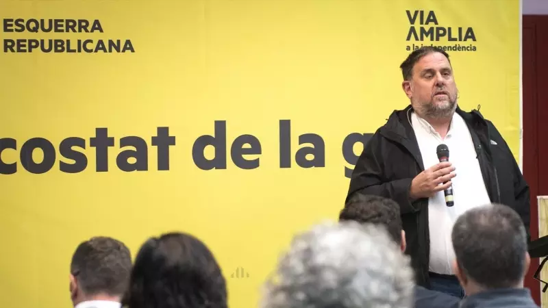 29/11/2022.  El presidente de ERC, Oriol Junqueras, durante el acto ‘Prou Repressió’ celebrado por Esquerra Republicana de Catalunya (ERC), a 29 de noviembre de 2022, en Girona