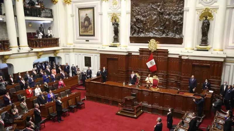 Fotografía de archivo del Congreso de Perú, cuando la actual presidenta Boluarte tomó posesión del cargo.