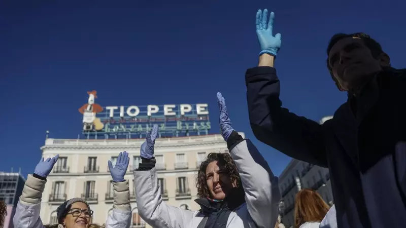 Marcha llevada a cabo por los médicos y pediatras de Atención Primaria este miércoles en Madrid