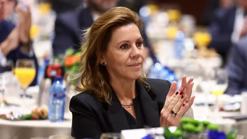 La ex secretaria general del PP María Dolores de Cospedal asiste al ciclo de debates ‘La industria de la Felicidad’ organizado por Grupo Hotusa, en el Eurostars Madrid Tower, a 14 de octubre de 2022, en Madrid (España).