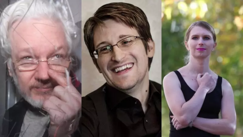 Julian Assange, Edward Snowden y Chelsea Manning, en imágenes de archivo.